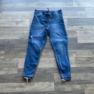 Spanx - XL Tall Distressed Ankle Skinny Jean Medium Wash